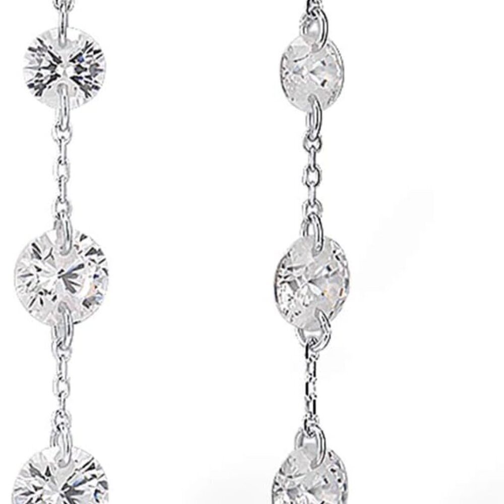 Sterling Silver Drop Earrings Simulated Diamond Hypoallergenic Jewelry for Women